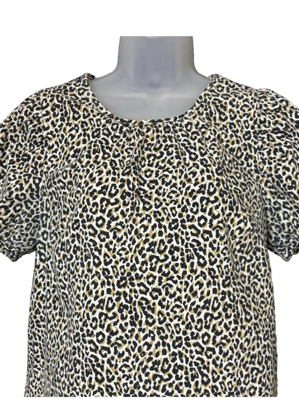 J. Crew Women's Leopard Print Puff Sleeve Cotton Top Size M